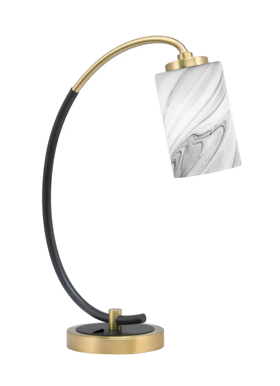Elegant Task Lighting with Distinctive Onyx Swirl Glass Shade - Image 1