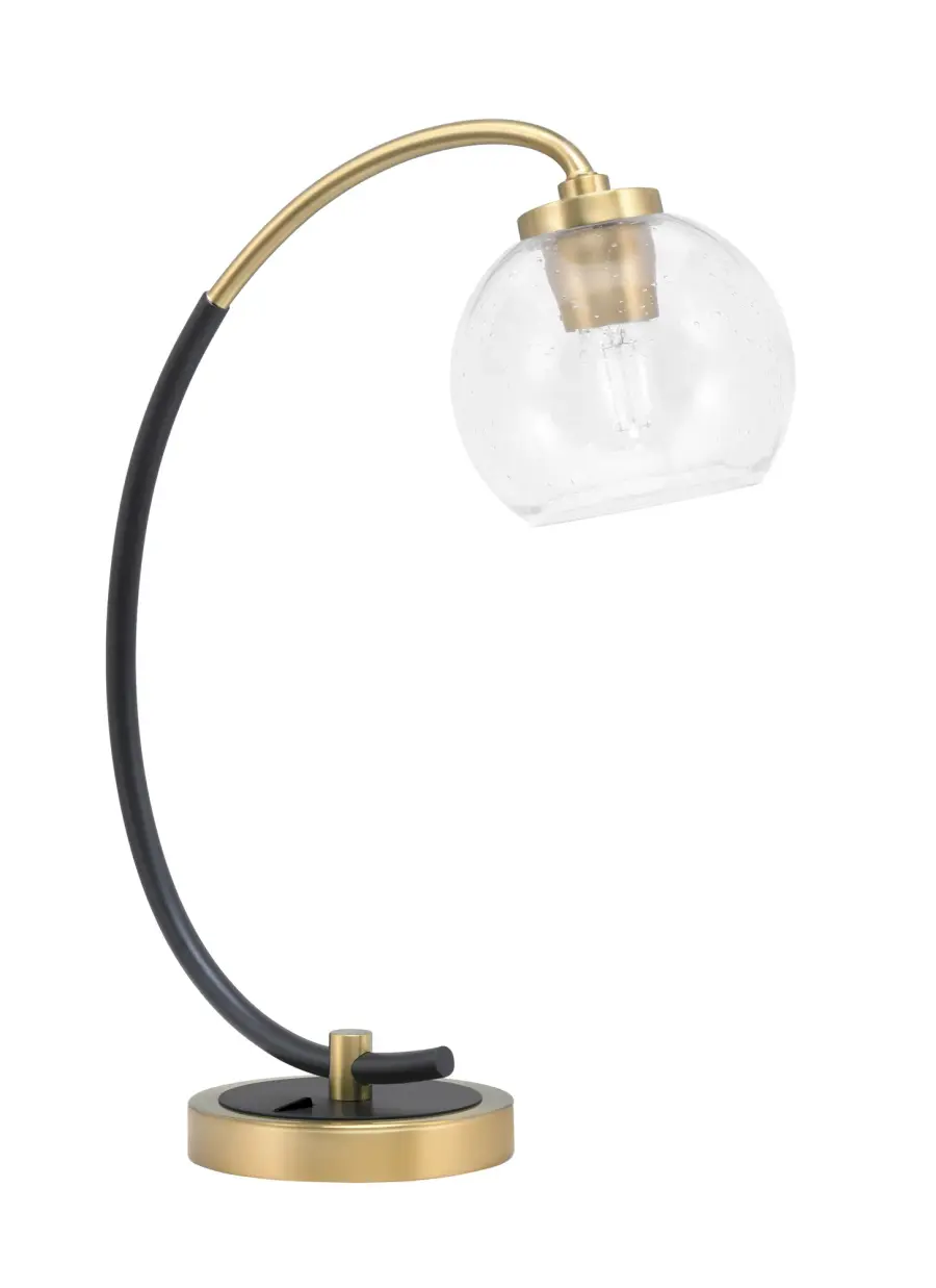 Stylish Desk Lamp with Unique Bubble Glass Shade and Dual-Tone Finish - Image 1