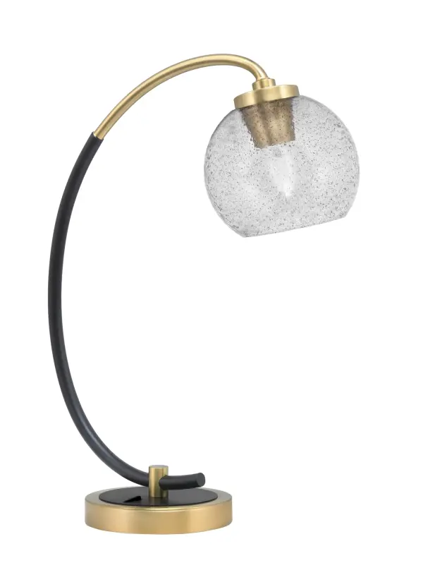 Modern Industrial Desk Lamp with Distinctive Smoke Bubble Glass Shade - Image 1