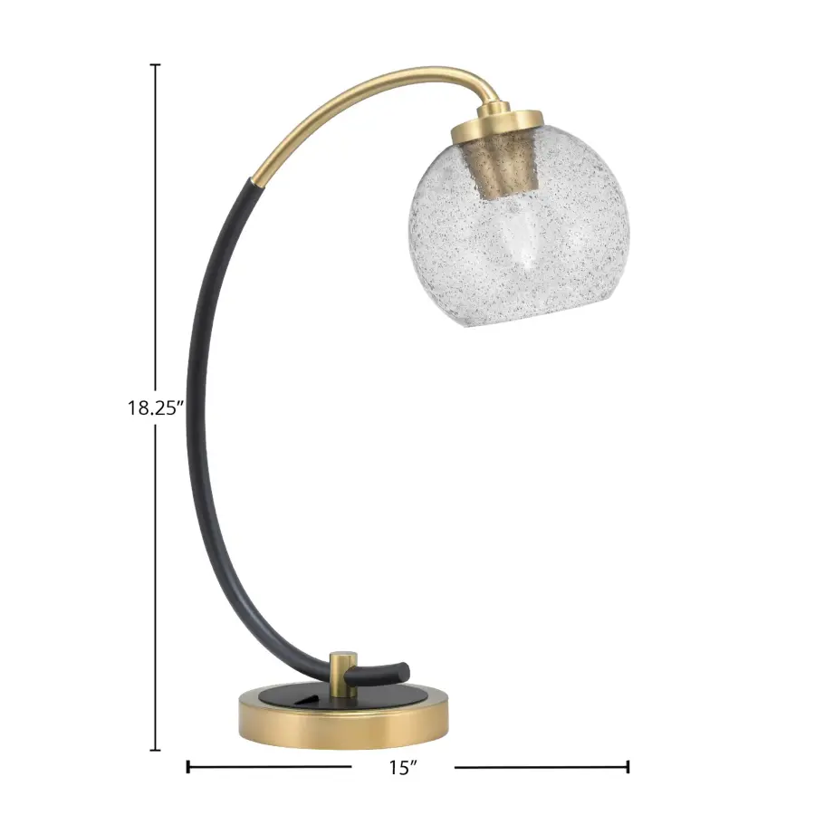 Modern Industrial Desk Lamp with Distinctive Smoke Bubble Glass Shade - Image 2