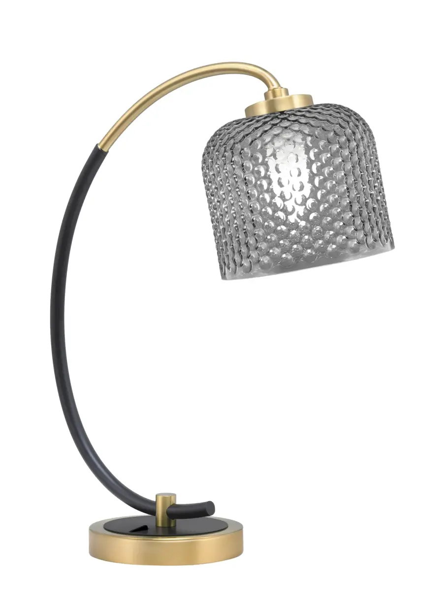 Modern Industrial Desk Lamp with Sophisticated Smoke Glass Shade - Image 1