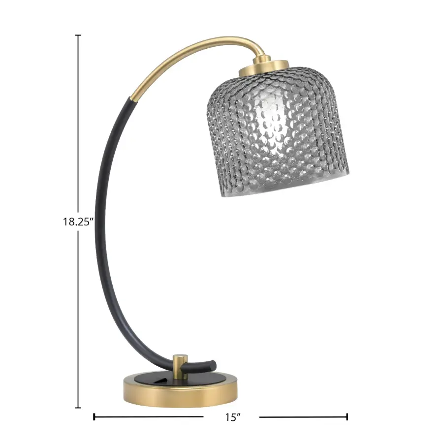 Modern Industrial Desk Lamp with Sophisticated Smoke Glass Shade - Image 2