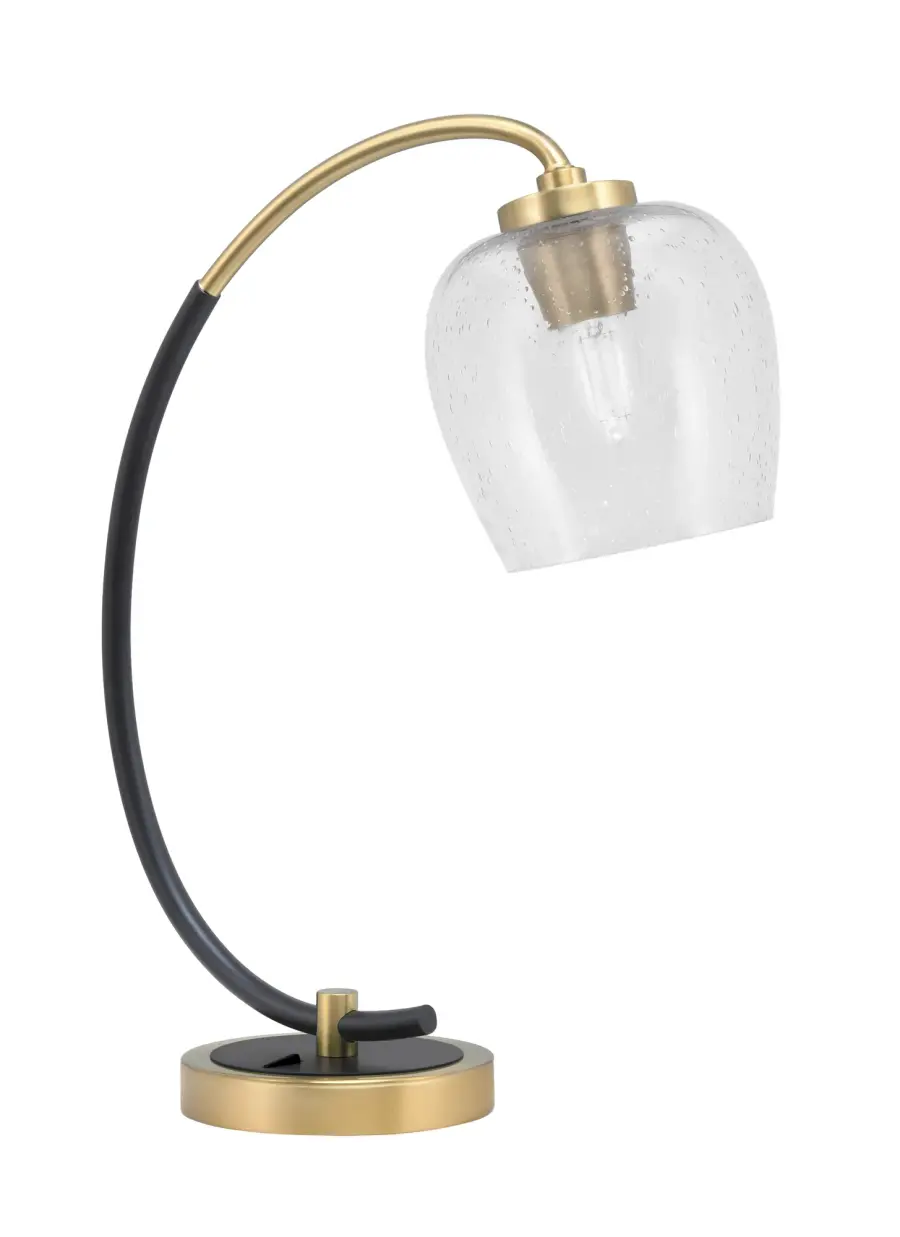 Modern Industrial Desk Lamp with Distinctive Bubble Glass Shade - Image 1