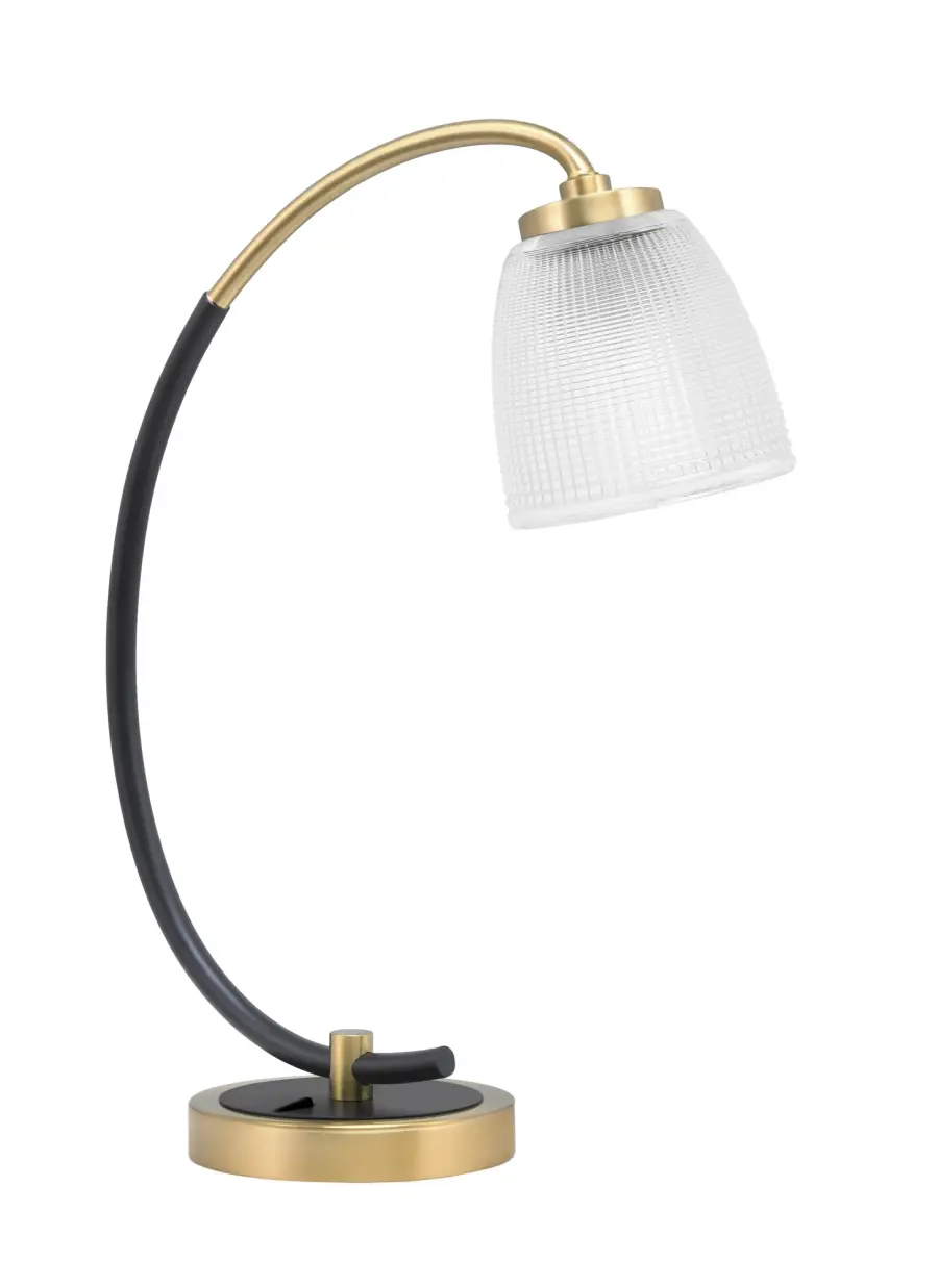 Stylish Industrial Desk Lamp with Beautiful Ribbed Glass Diffusion - Image 1