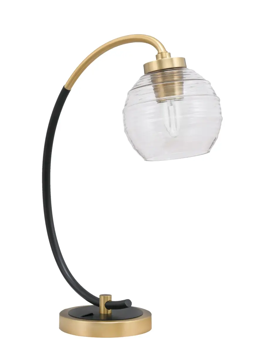 Modern Industrial Desk Lamp with Distinctive Ribbed Glass Shade - Image 1