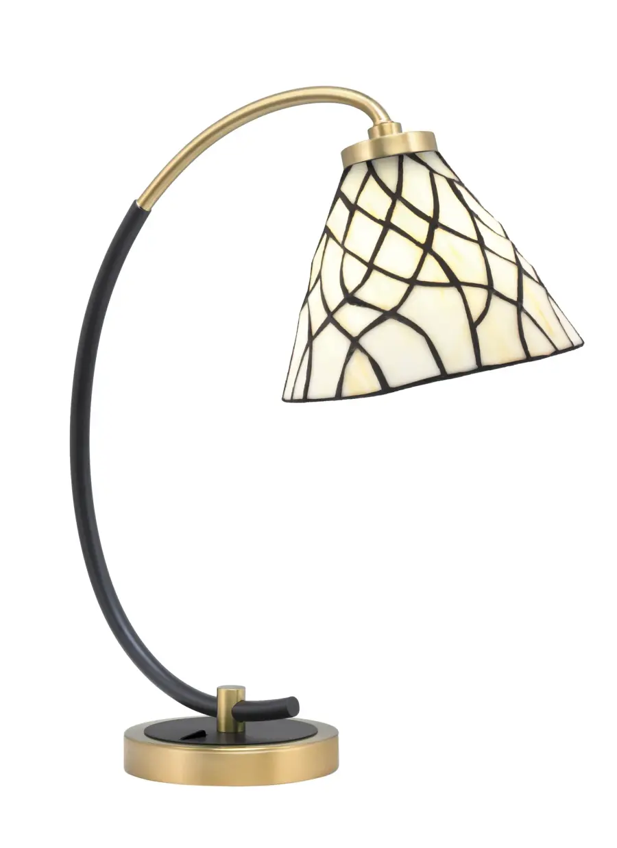 Elegant Desk Lamp with Artistic Glass Shade and Modern Two-Tone Finish - Image 1
