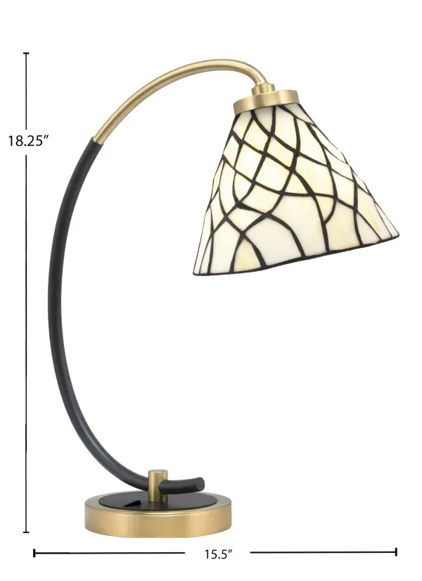 Elegant Desk Lamp with Artistic Glass Shade and Modern Two-Tone Finish - Image 2