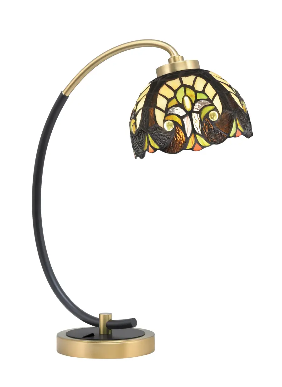 Elegant Desk Lamp with Artisan Glass and Mixed Metal Finish - Image 1