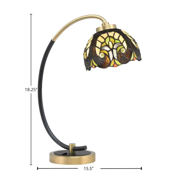 Elegant Desk Lamp with Artisan Glass and Mixed Metal Finish - Image 2