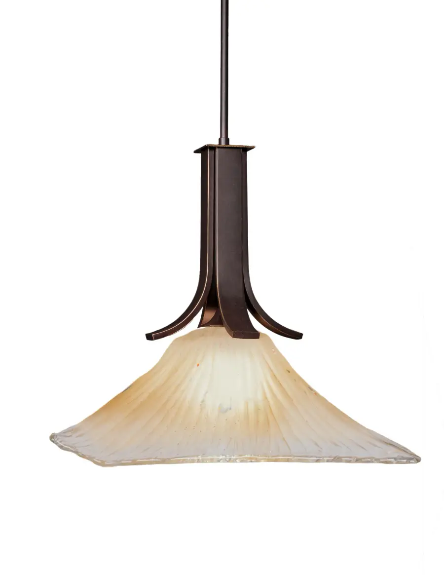 Apollo Stem Hung Pendant with Amber Crystal Glass - Image 1
