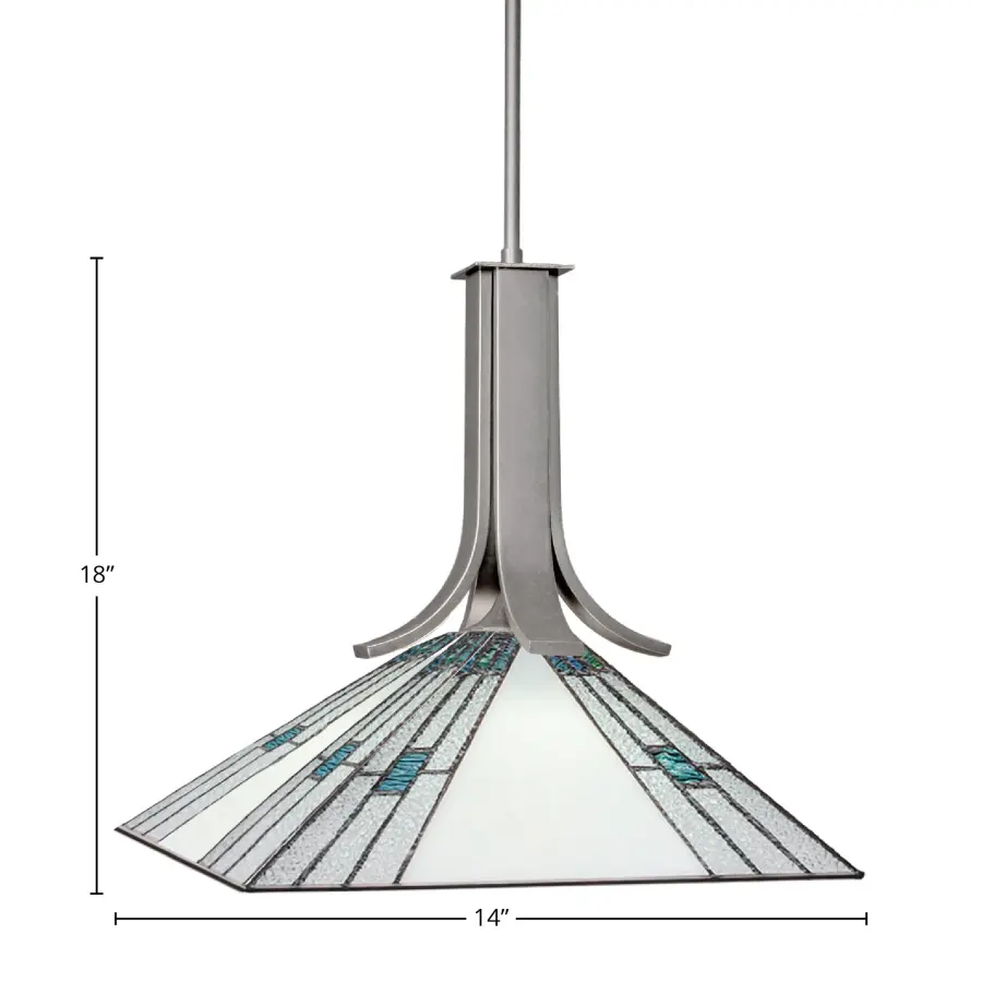 Apollo Stem Hung Pendant with Sky Ice Art Glass - Image 2
