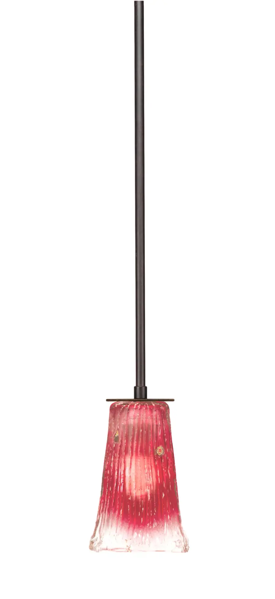Apollo Stem Hung Mini Pendant with Raspberry Crystal Glass - Image 1
