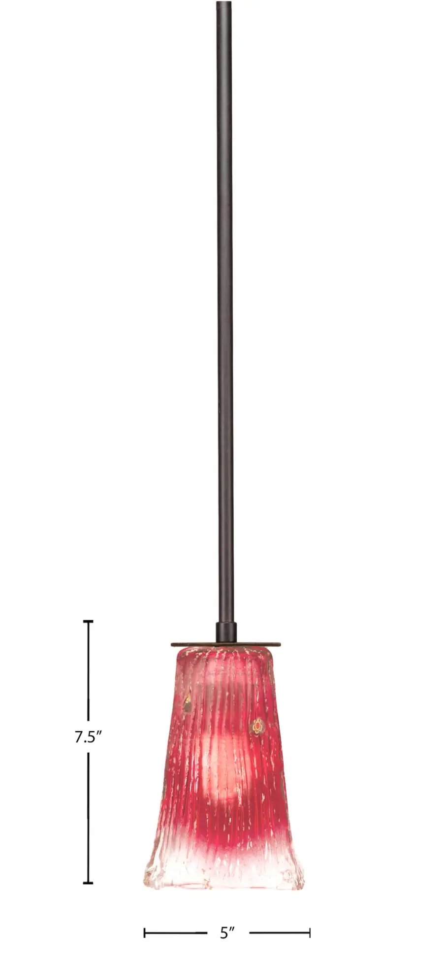 Apollo Stem Hung Mini Pendant with Raspberry Crystal Glass - Image 2