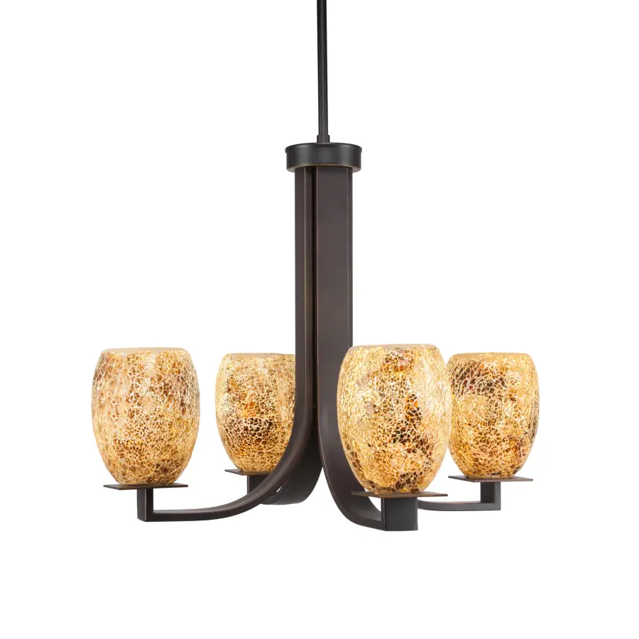 Apollo 4-Light Uplight Chandelier in Dark Granite with Gold Fusion Glass - Image 1