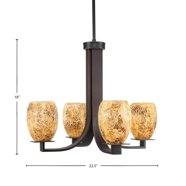 Apollo 4-Light Uplight Chandelier in Dark Granite with Gold Fusion Glass - Image 2