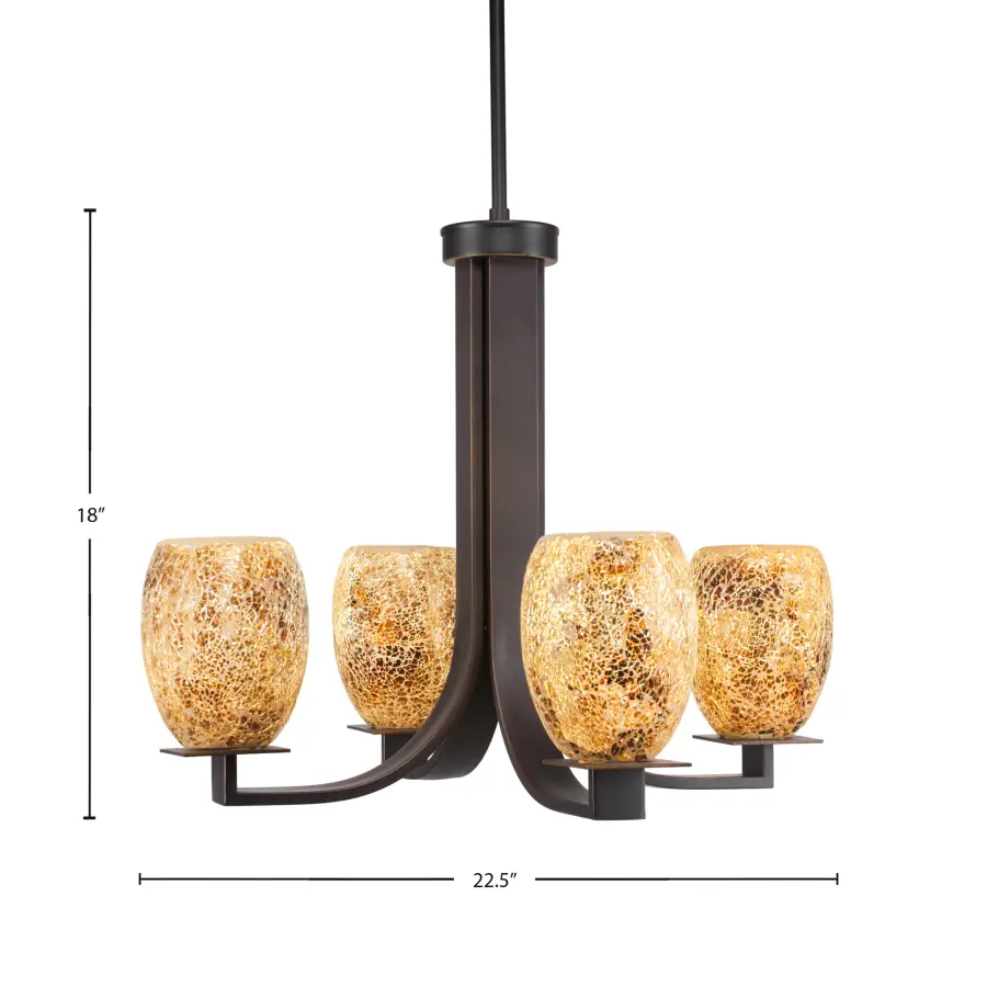 Apollo 4-Light Uplight Chandelier in Dark Granite with Gold Fusion Glass - Image 2