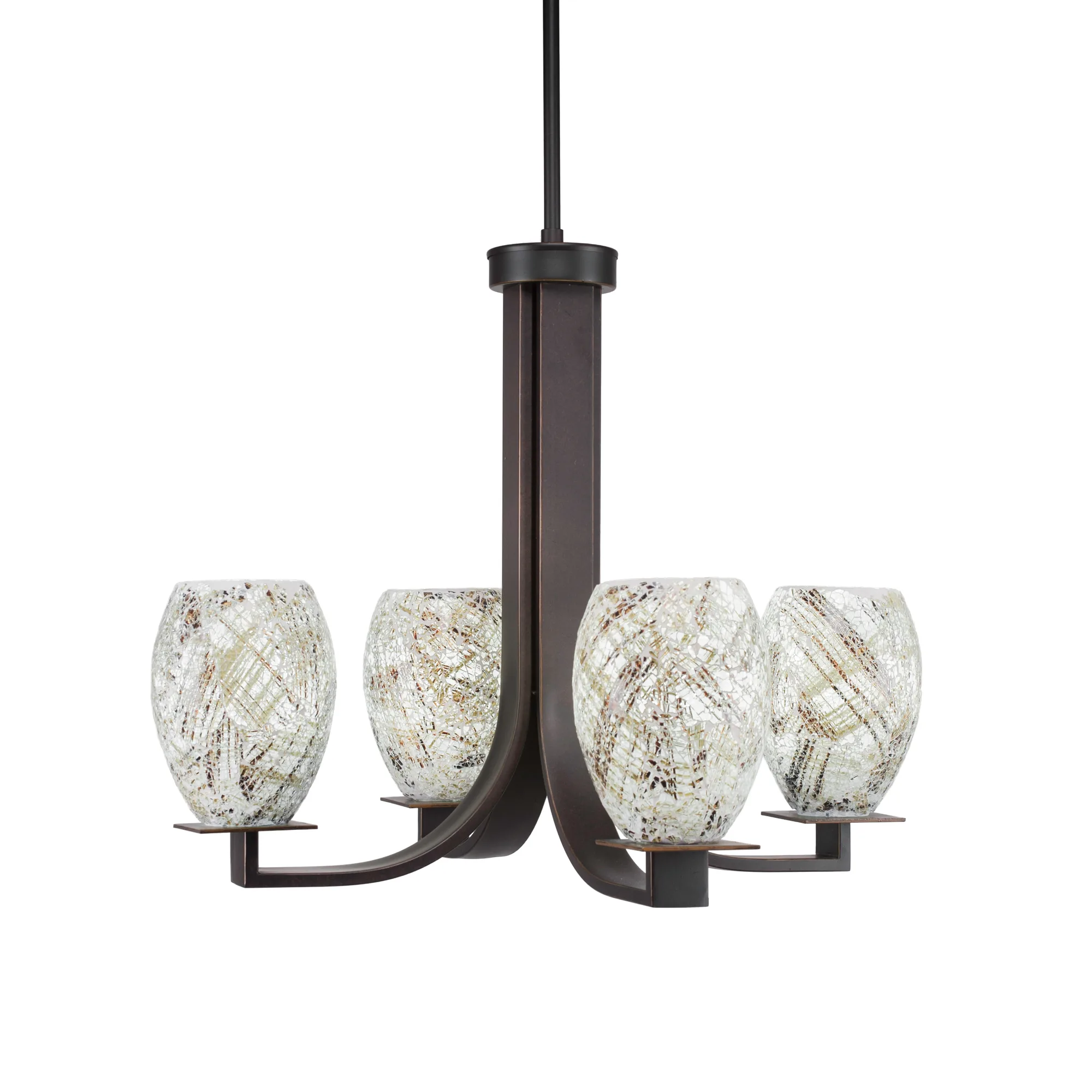 Apollo 4-Light Uplight Chandelier in Dark Granite with Natural Fusion Glass