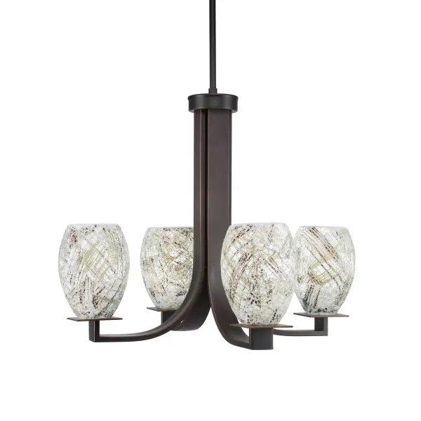Apollo 4-Light Uplight Chandelier in Dark Granite with Natural Fusion Glass - Image 1