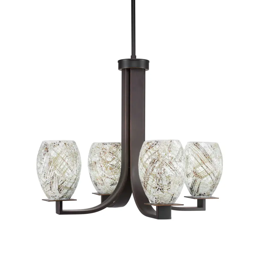 Apollo 4-Light Uplight Chandelier in Dark Granite with Natural Fusion Glass - Image 1
