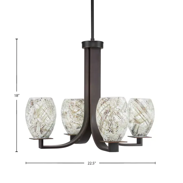 Apollo 4-Light Uplight Chandelier in Dark Granite with Natural Fusion Glass - Image 2