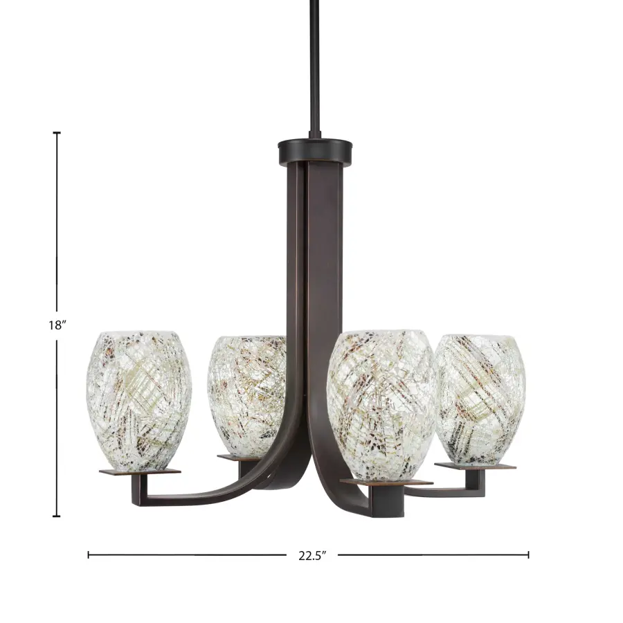 Apollo 4-Light Uplight Chandelier in Dark Granite with Natural Fusion Glass - Image 2