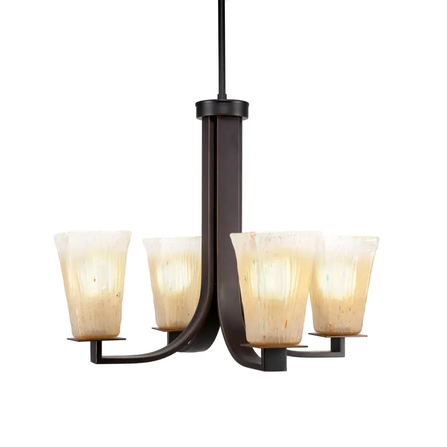Apollo 4-Light Uplight Chandelier in Dark Granite with Amber Crystal Glass - Image 1