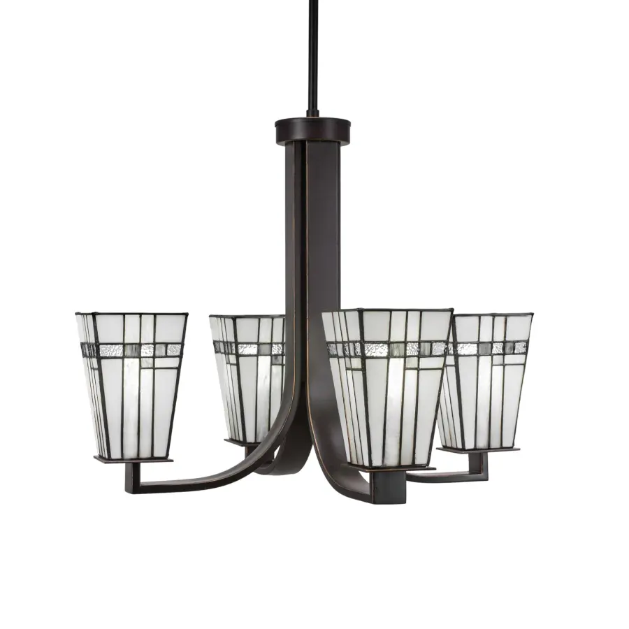 Apollo 4-Light Uplight Chandelier in Dark Granite with New Deco Art Glass - Image 1