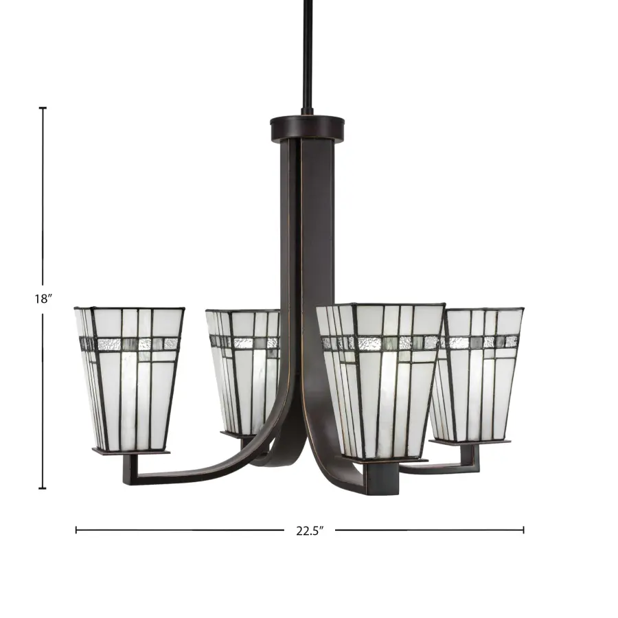 Apollo 4-Light Uplight Chandelier in Dark Granite with New Deco Art Glass - Image 2