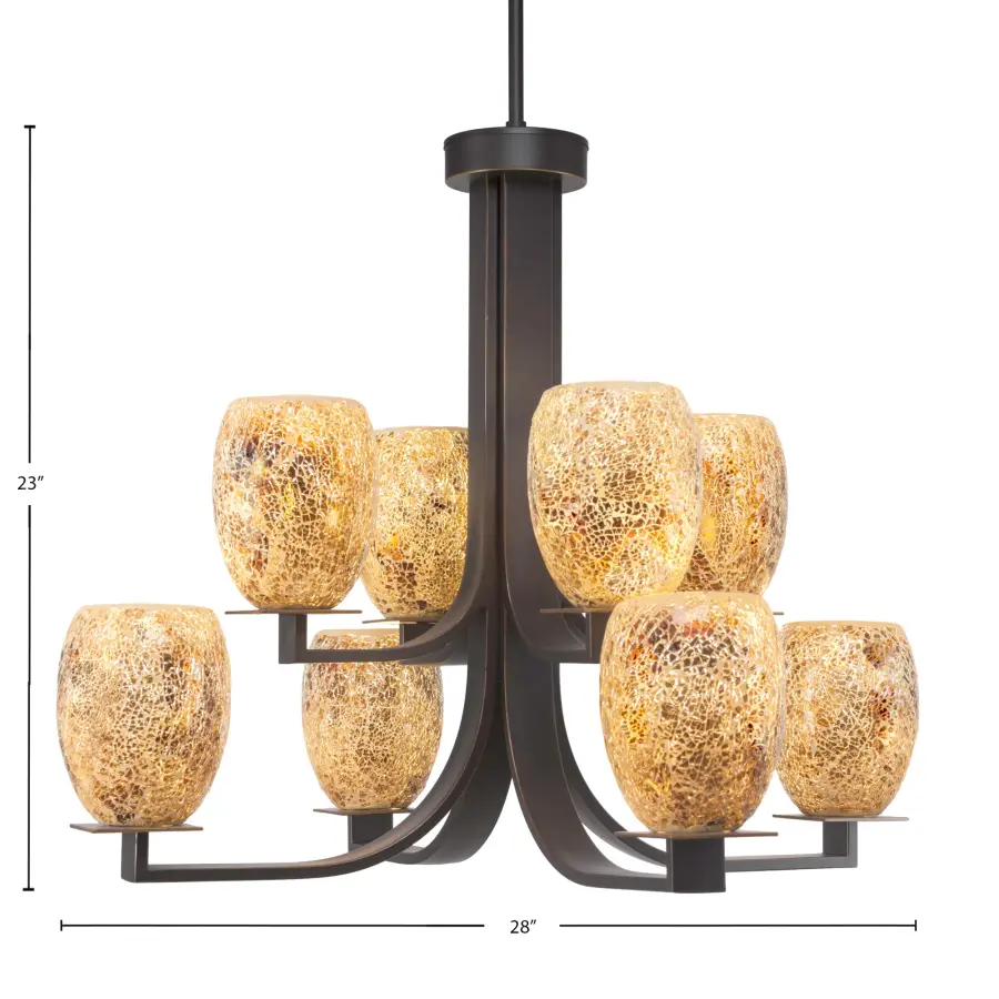 Apollo 8-Light Uplight Chandelier with Gold Fusion Glass - Image 2