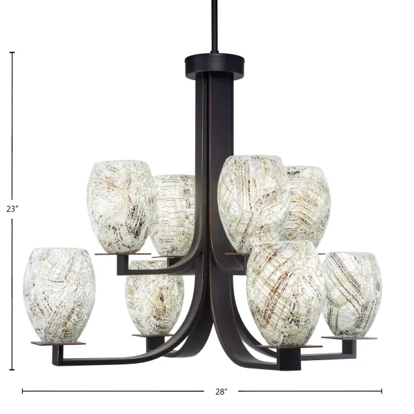 Apollo 8-Light Uplight Chandelier in Dark Granite with Natural Fusion Glass - Image 2