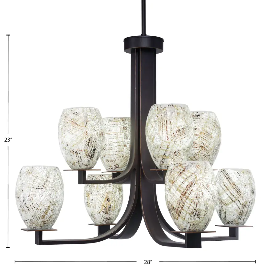 Apollo 8-Light Uplight Chandelier in Dark Granite with Natural Fusion Glass - Image 2