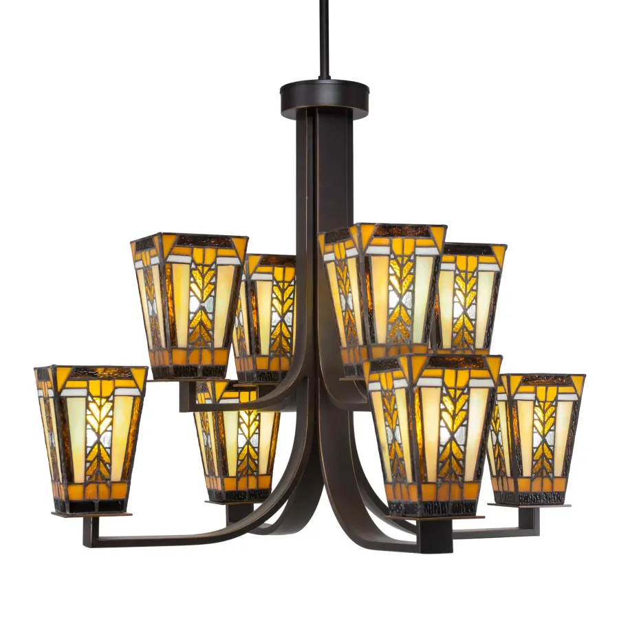 Apollo 8-Light Uplight Chandelier with Santa Cruz Art Glass - Image 1