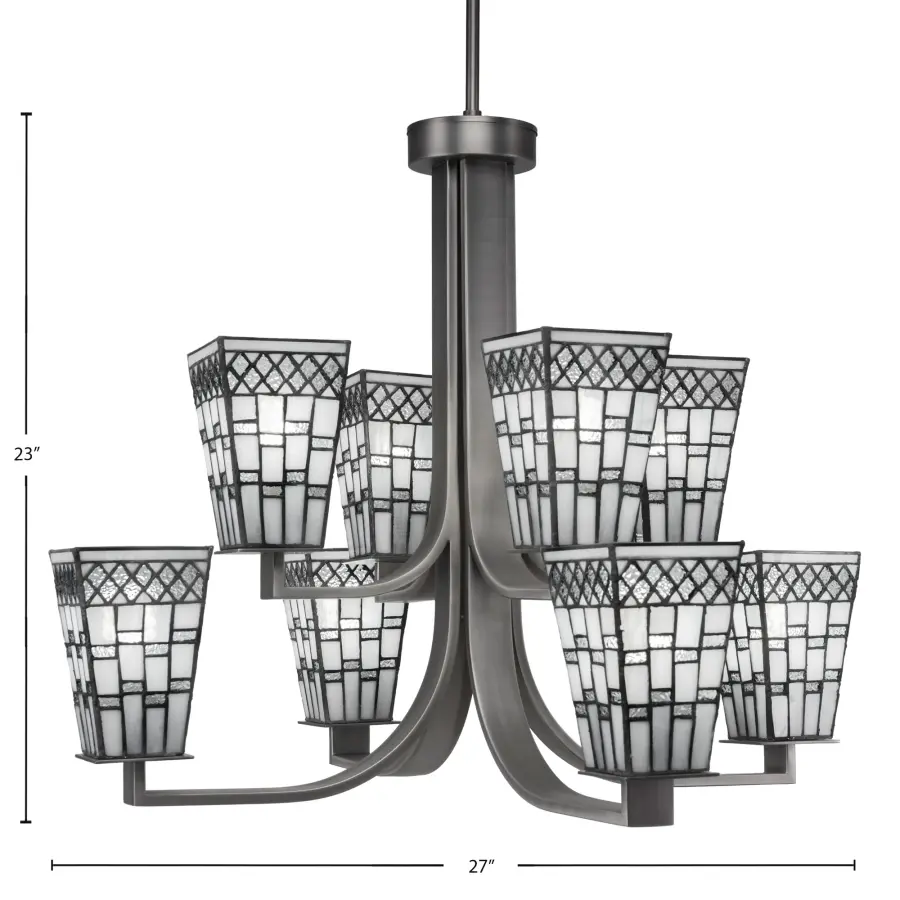 Apollo 8-Light Uplight Chandelier in Graphite with Pewter Art Glass - Image 2