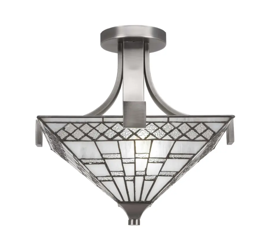 Apollo Semi-Flush Ceiling Light with Pewter Art Glass - Image 1