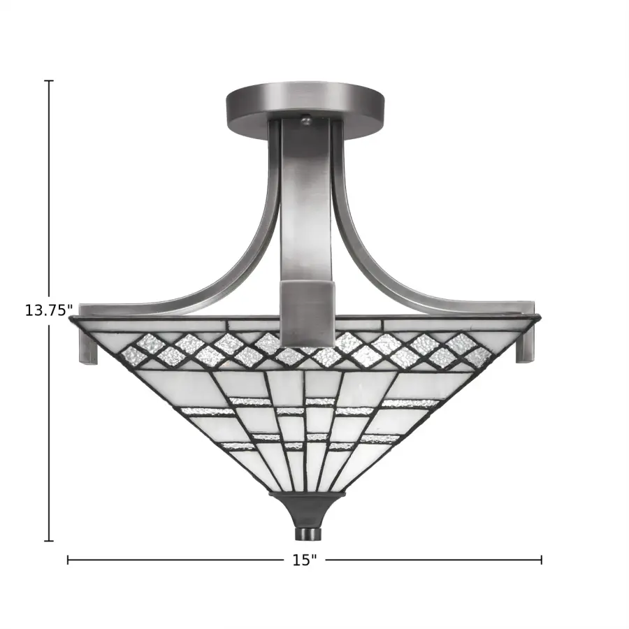 Apollo Semi-Flush Ceiling Light with Pewter Art Glass - Image 2