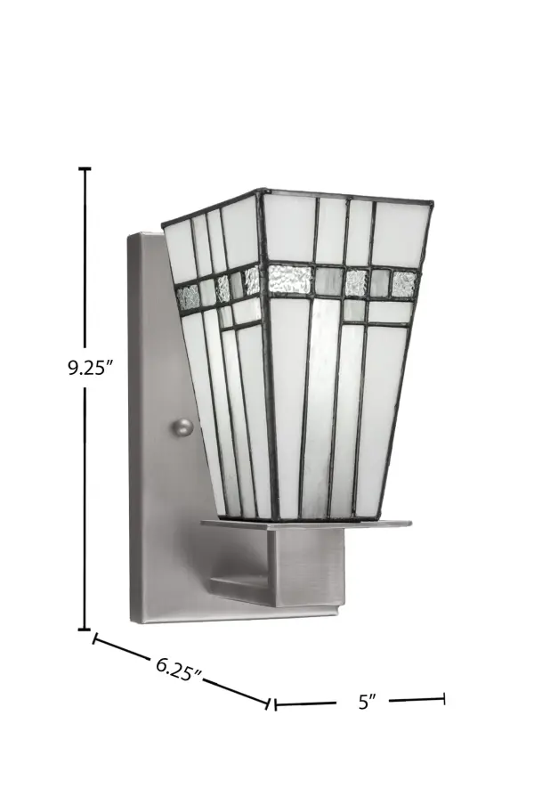 The Apollo Wall Sconce combines artistic flair with practical versatility. Its 5-inch square New Deco art glass and graphite finish create a sophisticated look that works in both modern and traditional spaces. - alternate view