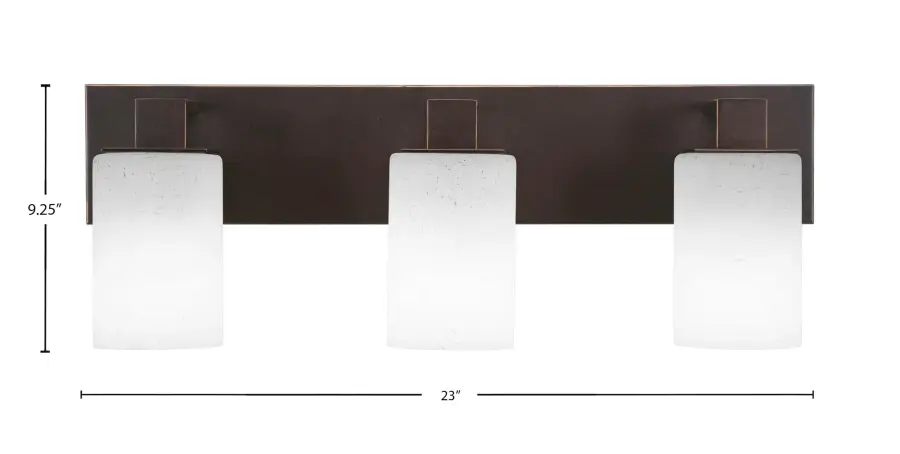 Apollo 3-Light Bath Bar in Dark Granite with White Muslin Glass - Image 2