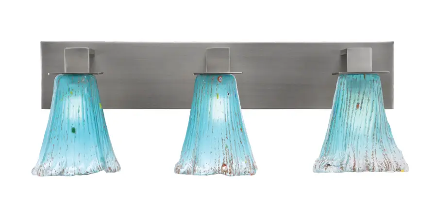 Apollo 3 Light Bath Bar in Graphite with Fluted Teal Crystal Glass - Image 1