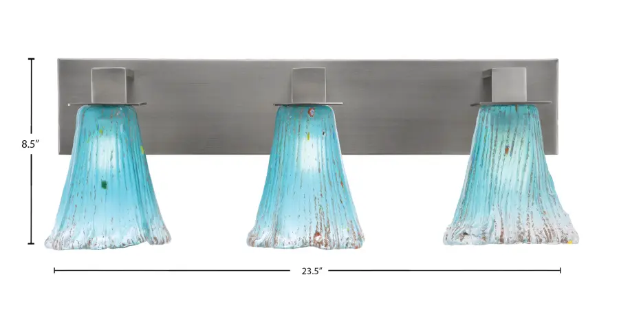 Apollo 3 Light Bath Bar in Graphite with Fluted Teal Crystal Glass - Image 2