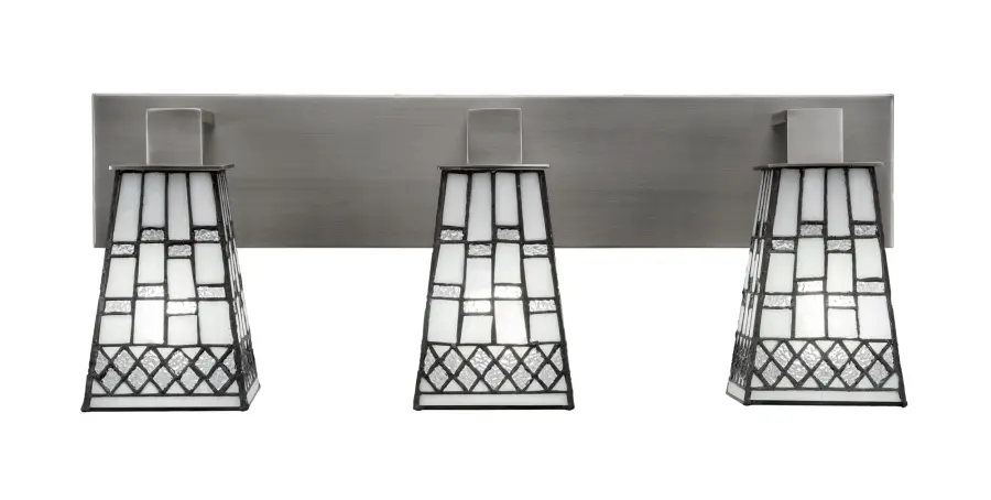 Apollo 3-Light Bath Bar in Graphite with Pewter Art Glass - Image 1