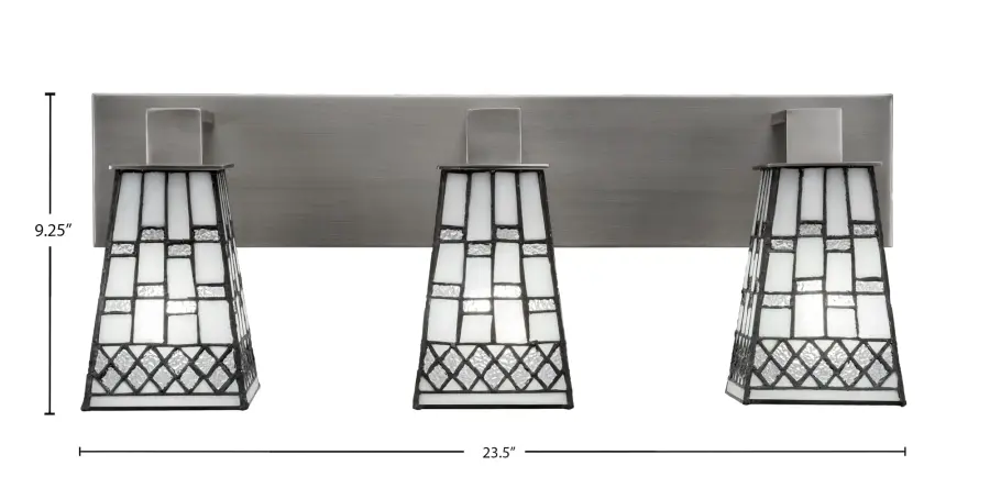 Apollo 3-Light Bath Bar in Graphite with Pewter Art Glass - Image 2