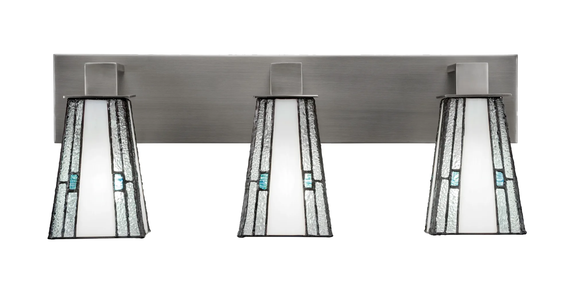 Apollo 3-Light Bath Bar in Graphite with Sky Ice Art Glass