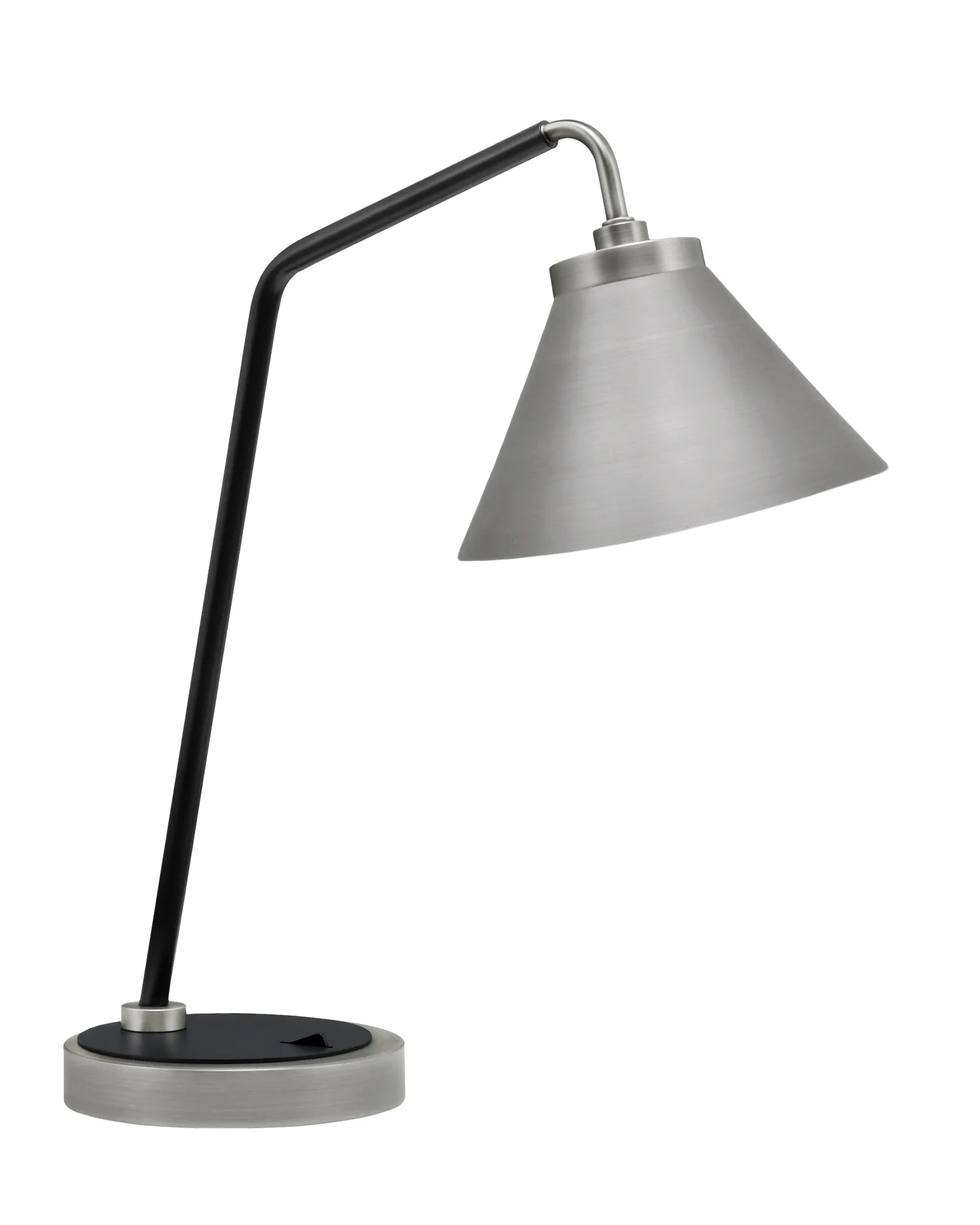 Graphite & Matte Black Desk Lamp with Metal Cone Shade