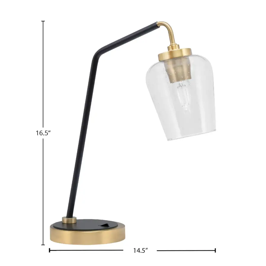 Stylish Industrial Desk Lamp with Distinctive Bubble Glass Shade - Image 2