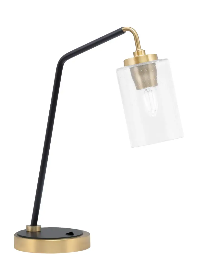 Stylish Industrial Desk Lamp with Unique Bubble Glass Shade - Image 1