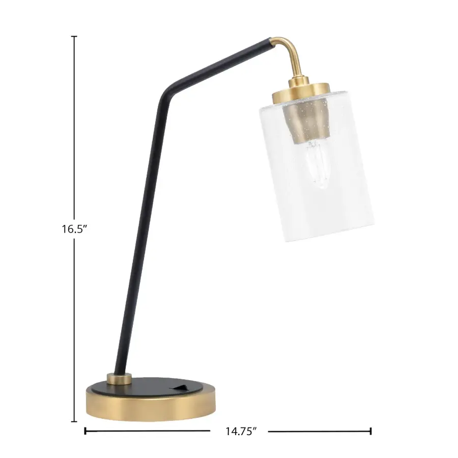 Stylish Industrial Desk Lamp with Unique Bubble Glass Shade - Image 2