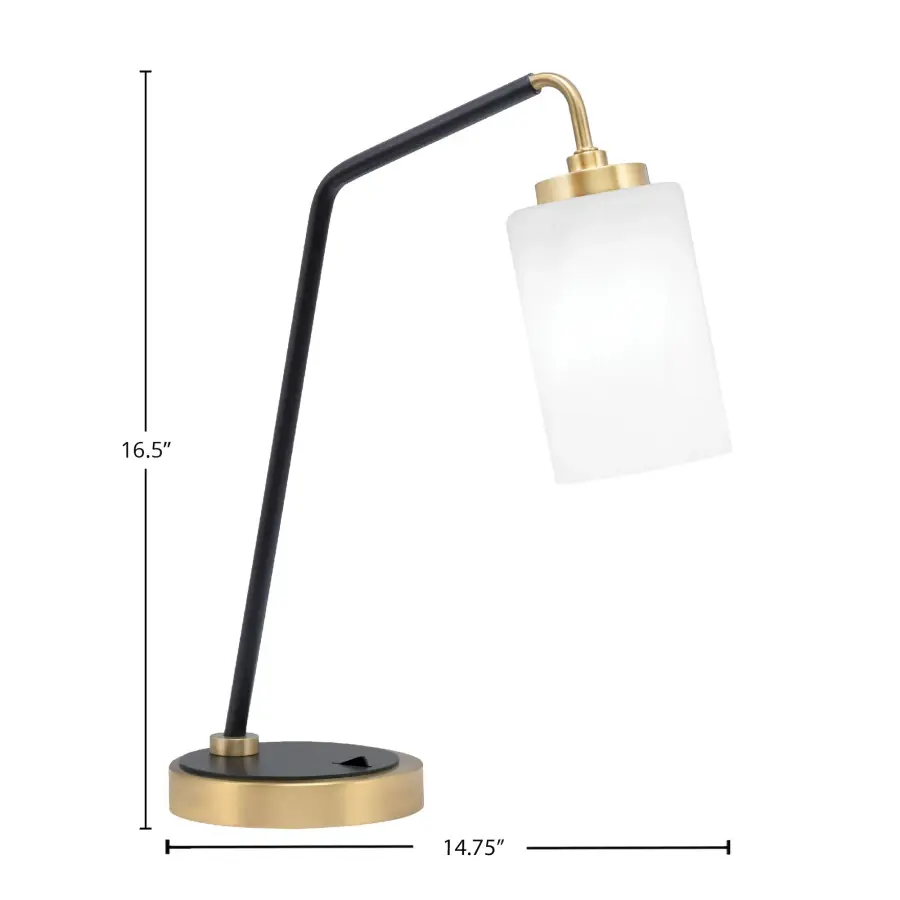 Sleek Modern Desk Lamp with Elegant Marble Glass Shade - Image 2