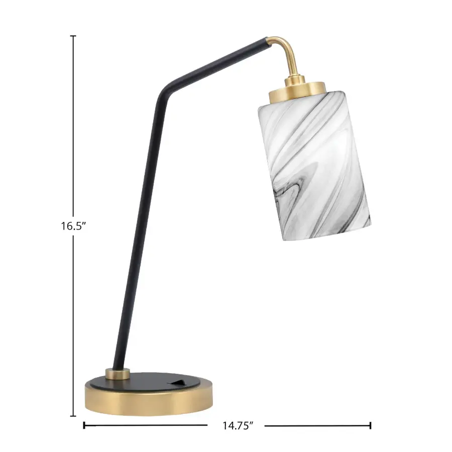Sophisticated Task Lighting with Striking Onyx Glass and Dual-Tone Finish - Image 2