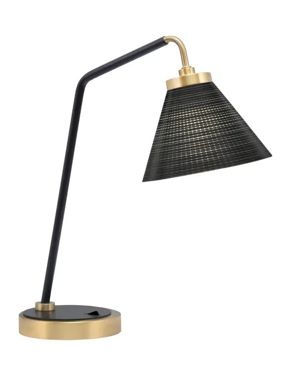 Modern Task Lamp with Striking Black Matrix Glass and Dual-Tone Finish - Image 1