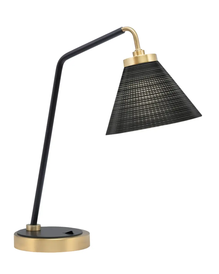 Modern Task Lamp with Striking Black Matrix Glass and Dual-Tone Finish - Image 1